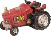 Clayre & Eef Decoratie Miniatuur Tractor 14*9*9 cm Rood Kunststof Miniatuur Auto Decoratie Modelauto