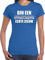 Bin een echte Zeeuw met vlag Zeeland t-shirt blauw dames - Zeeuws dialect cadeau shirt L