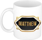 Matthew naam cadeau mok / beker met gouden embleem - kado verjaardag/ vaderdag/ pensioen/ geslaagd/ bedankt
