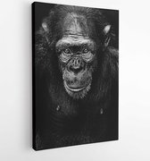 Onlinecanvas - Schilderij - Monochrome Photography A Chimpanzee Art Vertical Vertical - Multicolor - 40 X 30 Cm