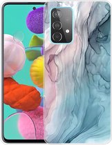 Coverup Marmer TPU Back Cover - Geschikt voor Samsung Galaxy A52 / A52s Hoesje - Pink / Blauw
