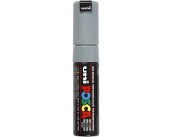Krijtstift – Chalkmarker – Universele Marker – Uni Posca Marker – Grijs – PC-8K – 8mm – Beitelpunt – Large – 1 stuk