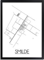 Smilde Plattegrond poster A2 + Fotolijst Zwart (42x59,4cm) - DesignClaud