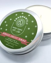 Kerstsokken vulling - FRAGRANTLY - Geurkaarsen - Kerst - Holly Jolly Xmas - LIMITED EDITION - Winterfrisse Dennen & Kersen geur - brandtijd 18 uur - natuurlijke koolzaadwas