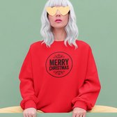 Rode Kersttrui Merry Christmas Black - Maat 4XL - Kerstkleding voor dames & heren