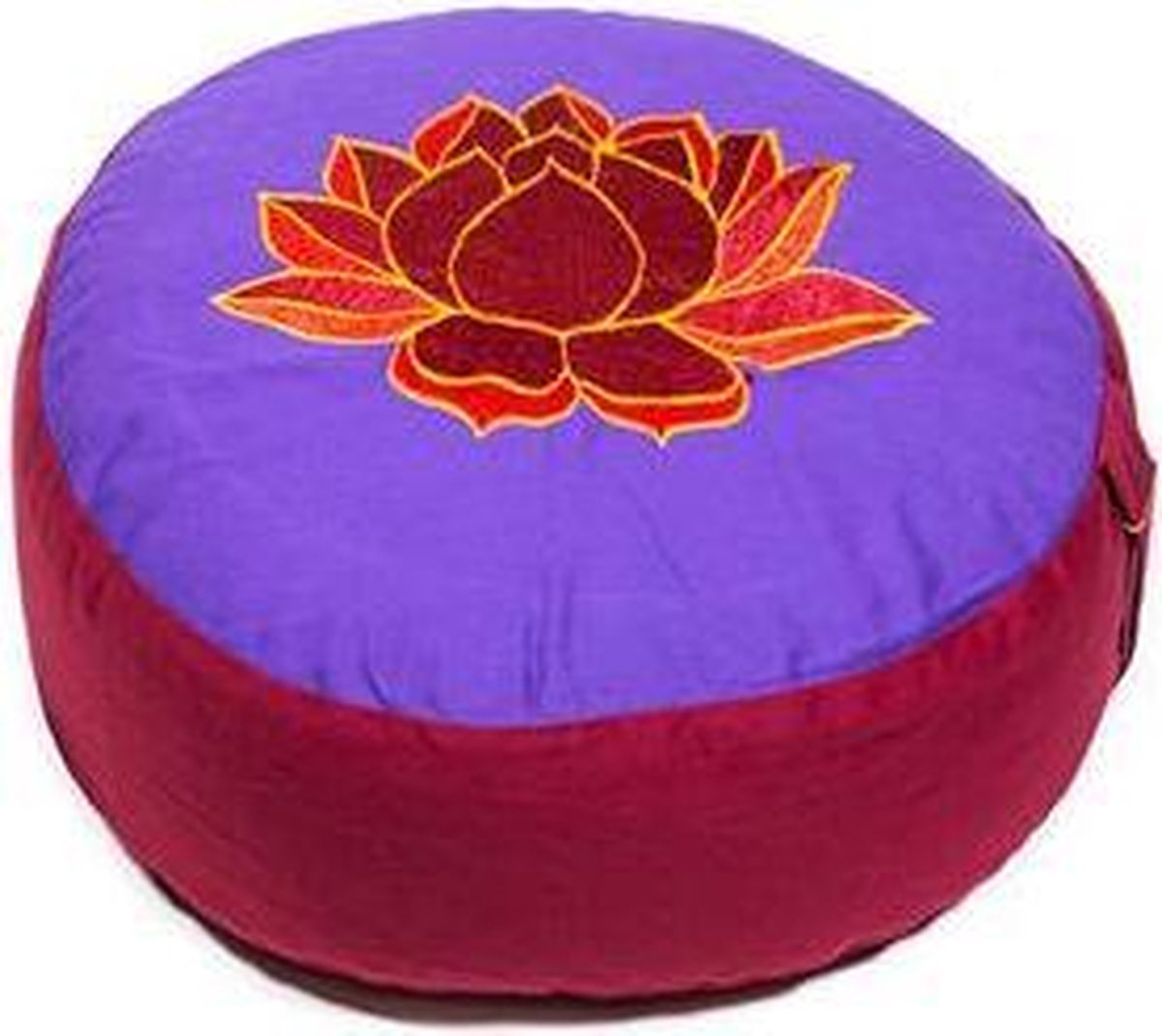 Meditatiekussen violet/rood lotus geborduurd - L