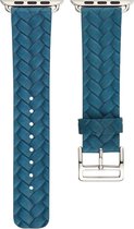 Leren Apple watch bandjes van By Qubix - 42mm / 44mm - Blauw leer - Gewoven -  Geschikt voor alle 42mm / 44mm apple watch series en Nike+ - leren apple watch bandje - Hoge kwaliteit!