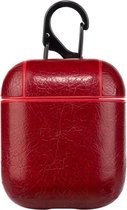 AirPods hoesje van By Qubix - AirPods 1/2 hoesje Litchi TPU Series - hard case - Rood
