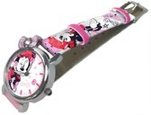 Disney Horloge Minnie Mouse Meisjes 18 Cm Zilver/roze/wit