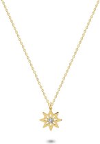 Twice As Nice Halsketting in goudkleurig edelstaal, ster met kristal 40 cm+5 cm