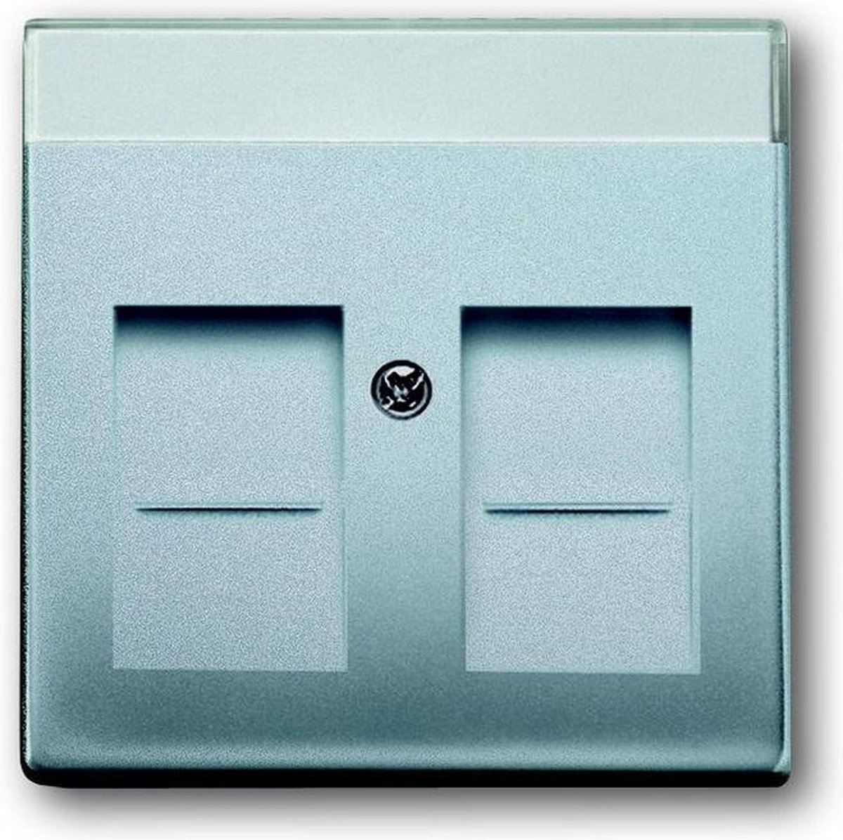 Busch-Jaeger Future Linear centraalplaat voor 2 Modular Jack connectors met schuifje tekstveld, aluzilver