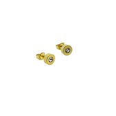 Aramat jewels ® - Ronde oorbellen met zirkonia transparant goudkleurig chirurgisch staal 7mm unisex