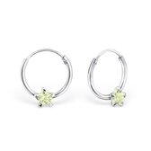 Aramat jewels ® - 925 sterling zilveren kinder oorringen met zirkonia ster licht groen