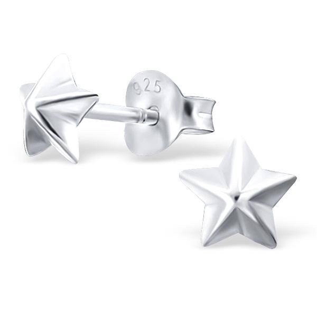 Aramat Jewels | Oorbellen | 925 Sterling Zilveren 3D Sterretjes Oorknopjes 5mm | | | |5mm | Zilver | Kinderen, Volwassenen | Verkleurd niet