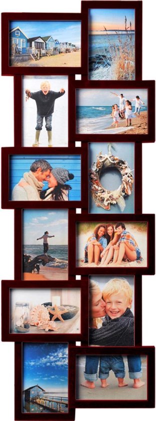 Cadre photo - Henzo - Galerie de vacances - Cadre de collage pour 12 photos - Format photo 10x15 - Marron foncé