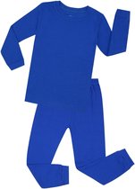 Elowel - Unisex 'Volle Kleur' Pyjama, 2 Delig, 100% Katoen, Comfortabel, Slim fit Broek | 12 Jaar | Blauw