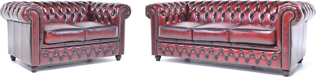 The Original Chesterfield - Brighton - 2- en 3-zitsbank - Zetel Salon - Antiek Rood