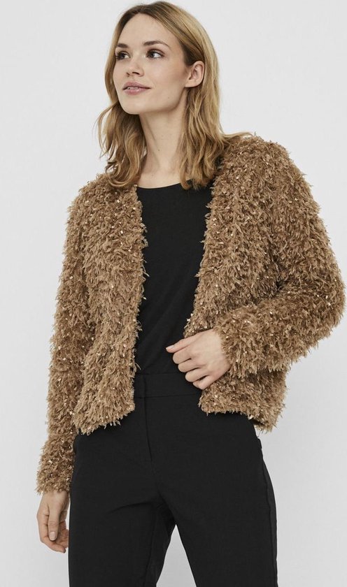 Vero Moda - Cardigan a maniche corte a rombi rosa e bordeaux con colletto a polo