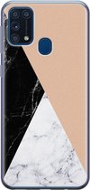 Samsung M31 hoesje - Marmer zwart bruin | Samsung Galaxy M31 hoesje | Siliconen TPU hoesje | Backcover Transparant