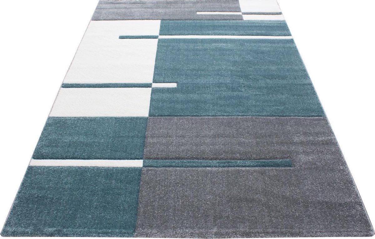 Modern laagpolig vloerkleed Hawaii - blauw - 200x290 cm