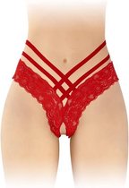 Fashion Secret Anne - Erotische Slip met Open Kruis - Rood - One Size