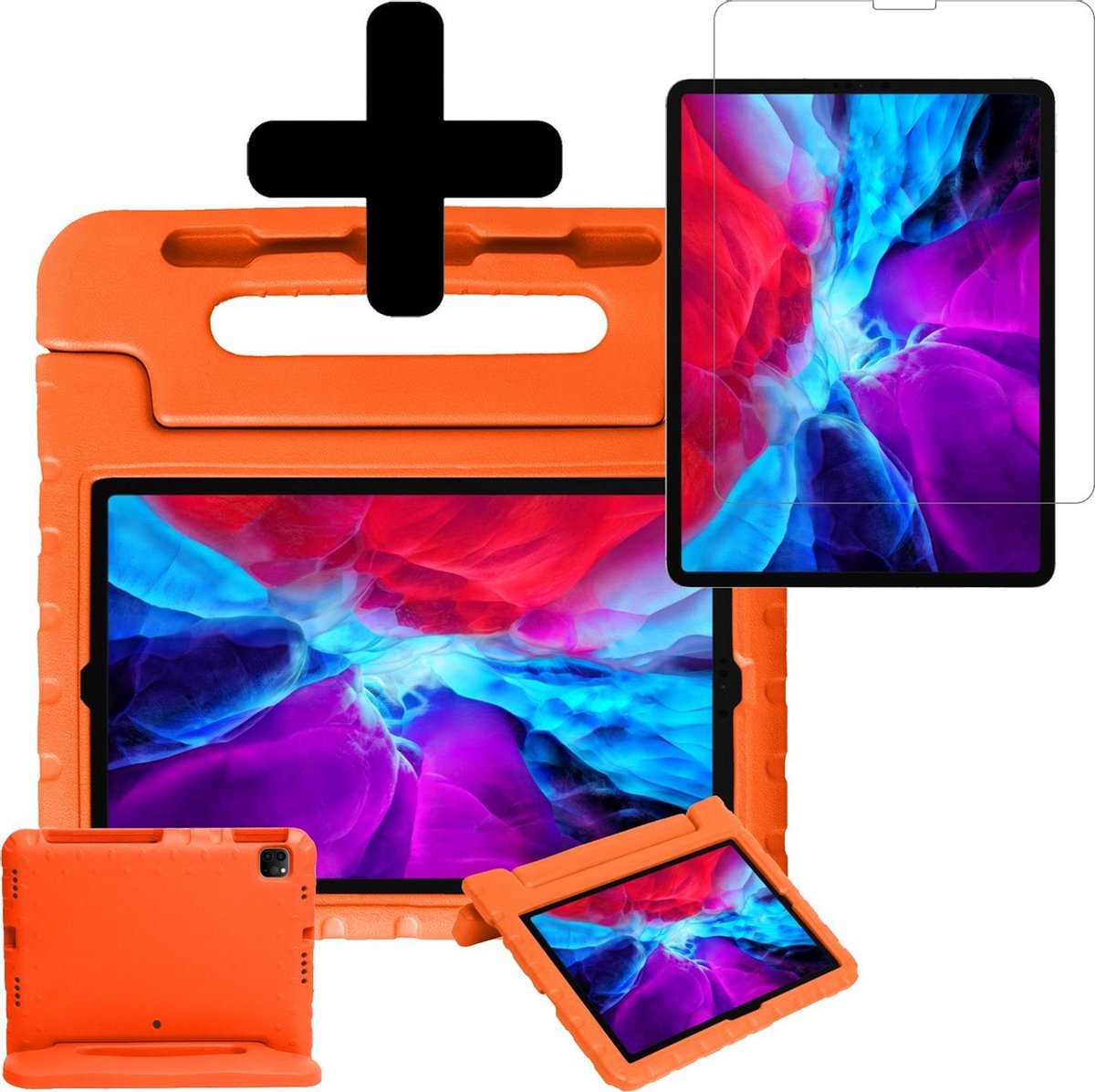 Hoes Geschikt voor iPad Pro 2020 (11 inch) Hoes Kinder Hoesje Kids Case Cover Kidsproof Met Screenprotector - Hoesje Geschikt voor iPad Pro 11 inch (2020) Hoesje Kinder Hoesje - Oranje
