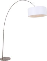 Steinhauer - Sparkled Light - booglamp met witte chintz kap - staal