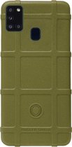 RUGGED SHIELD Rubber Bumper Case Hoesje Geschikt voor Samsung Galaxy A21s - Groen