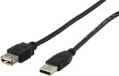 Valueline CABLE-143-0.2H, 0,2 m, USB A, USB A, USB 2.0, Mâle/Femelle, Noir