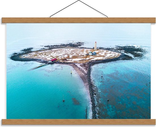 Schoolplaat – Eiland in de Zee - 60x40cm Foto op Textielposter (Wanddecoratie op Schoolplaat)