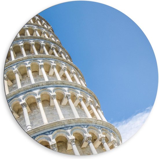 Dibond Wandcirkel - Toren van Pisa - Italië - 80x80cm Foto op Aluminium Wandcirkel (met ophangsysteem)