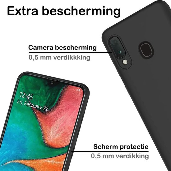 Zwarte telefoonhoes met 0,5mm verdikking voor extra camera- en schermprotectie.
