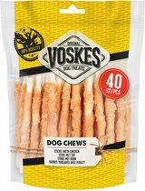 Voskes Rawhide Kip - Rund Sticks - 15 x 400 gr - Voordeelverpakking