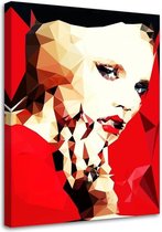 Schilderij Vrouw in rood, 2 maten, rood-beige