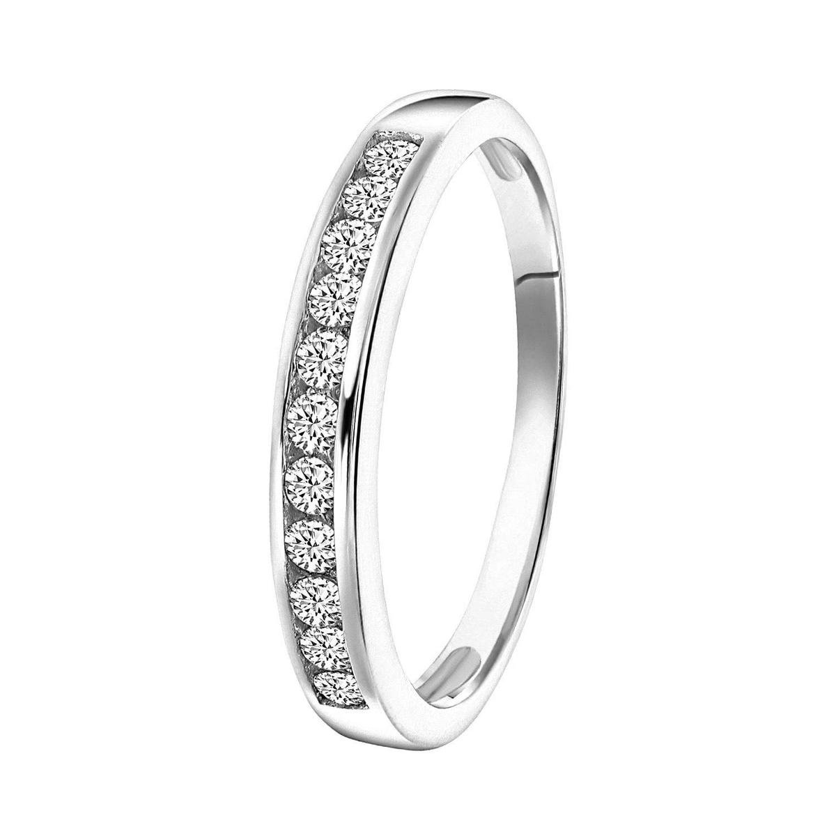 Lucardi Dames Ring met zirkonia - Ring - Cadeau - Echt Zilver - Zilverkleurig