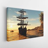 Sailboat near the beach at sunset - Modern Art Canvas - Horizontal - 142626658 - 80*60 Horizontal