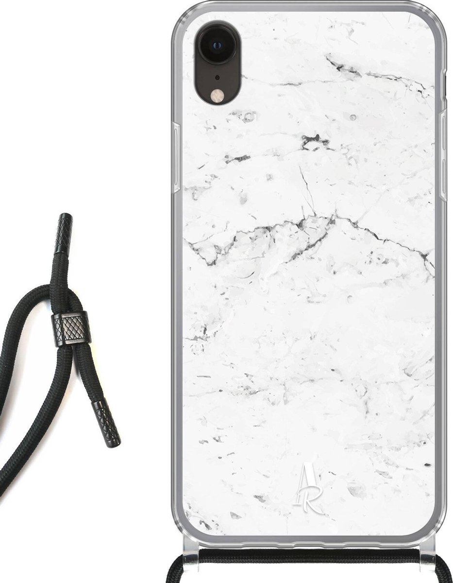iPhone Xr hoesje met koord - Pearly Marble