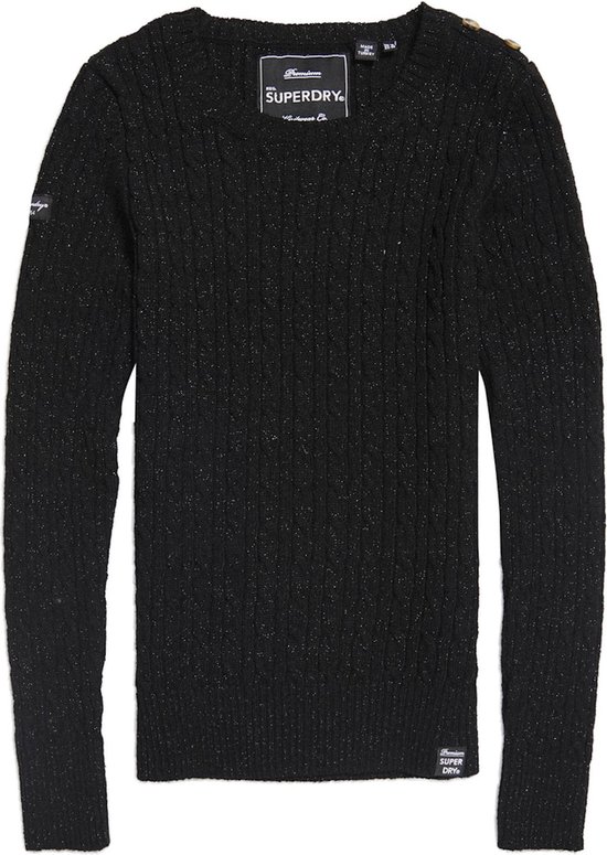 Superdry black cable knit jumper Clearance