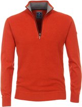Redmond heren trui katoen - schipperstrui met rits - oranjerood -  Maat: 3XL