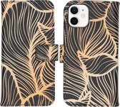 iMoshion Design Softcase Book Case iPhone 12 Mini hoesje - Golden Leaves