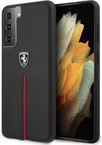 Samsung Galaxy S21 Backcase hoesje - Ferrari - Effen Zwart - Leer