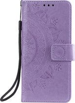Shop4 - Samsung Galaxy S21 Hoesje - Wallet Case Mandala Patroon Paars