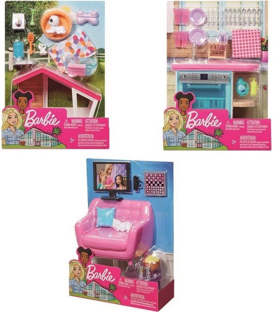 kofferbak Grijp pepermunt Barbie Meubel en Accessoires Set Assorti | bol.com