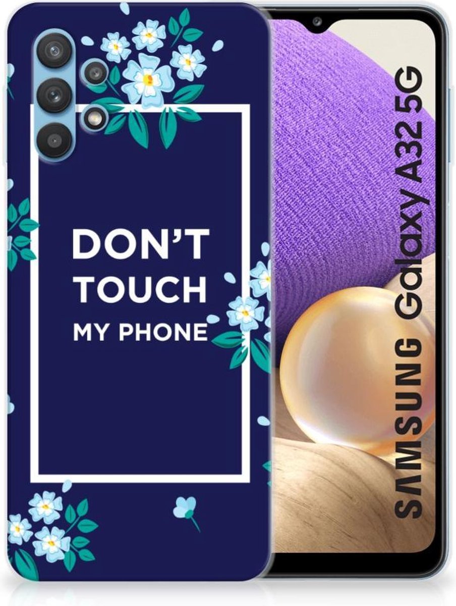 Samsung Galaxy A32 5G Silicone-hoesje Flowers Blue DTMP