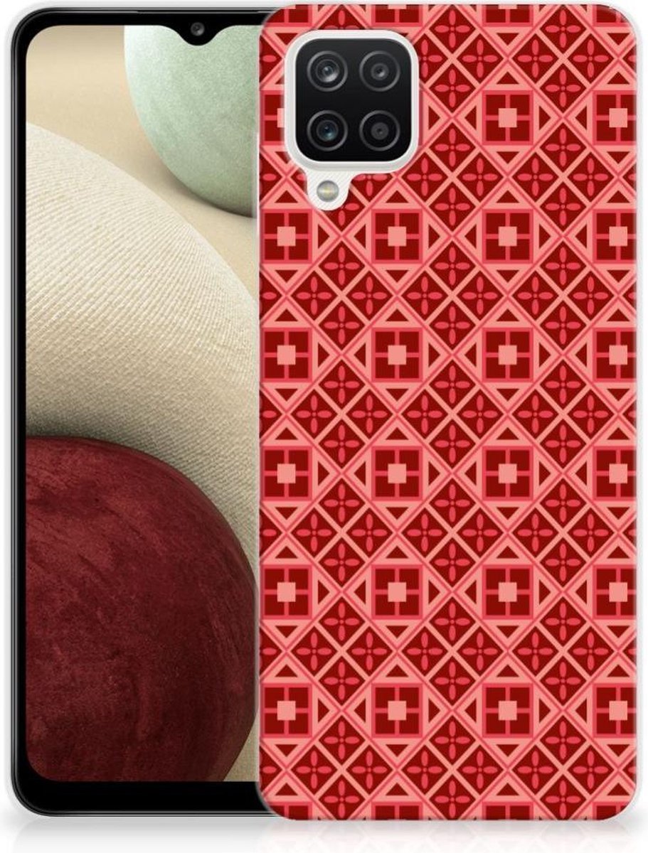 Back Cover voor Samsung Galaxy A12 TPU bumper Batik Rood