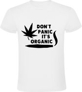 Don't panic it's organic Heren t-shirt | wiet | drugs | marijuana | joint | coffeeshop | skaters | kado | Wit