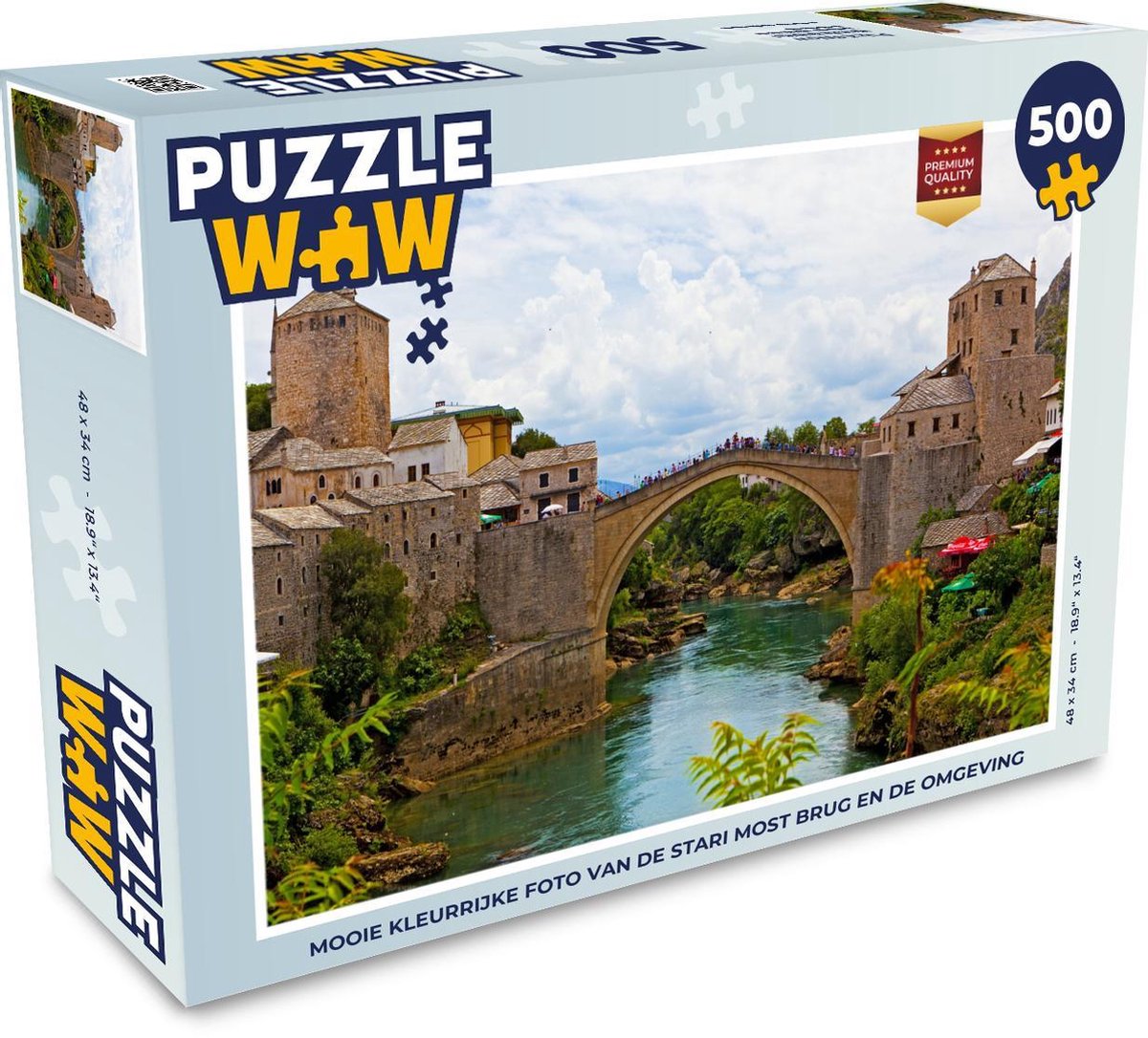 Afbeelding van product Puzzel 500 stukjes Stari Most - Mooie kleurrijke foto van de Stari Most brug en de omgeving - PuzzleWow heeft +100000 puzzels