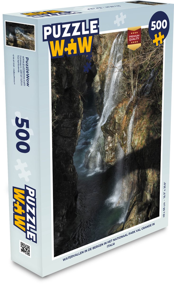 Afbeelding van product Puzzel 500 stukjes Nationaal Park Val Grande - Watervallen in de bergen in het Nationaal park Val Grande in Italië - PuzzleWow heeft +100000 puzzels