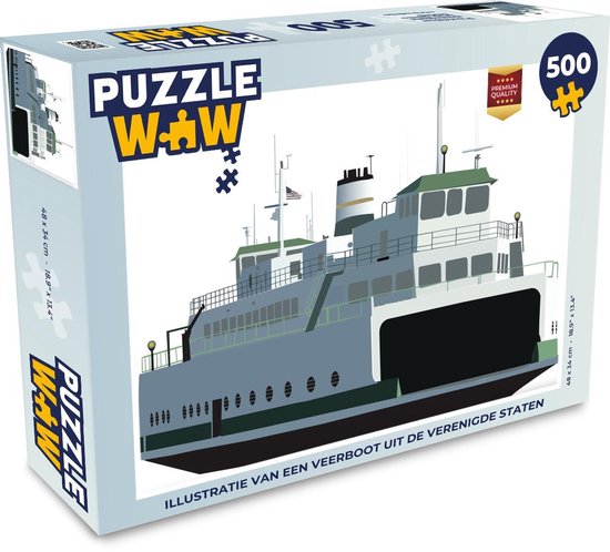 Puzzel 500 stukjes Veerboot illustratie - Illustratie van een veerboot uit  de... | bol.com