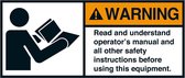 Warning Read operators instructions sticker, ANSI, 2 per vel 45 x 100 mm